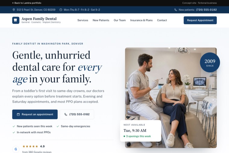 Aspen Family Dental website